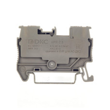 Клемма проходная, DKC, VPR-2.5-GY, зажим push-in, 2 точки подключения, 2.5 кв.мм, Серая