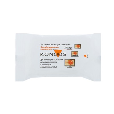 Чистящие салфетки Konoos, KSN-15, 15 шт влажные салфетки для экранов
