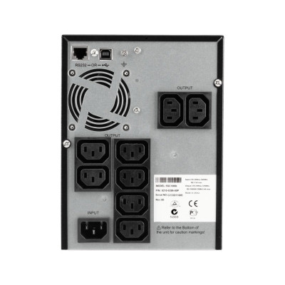 Источник бесперебойного питания, Eaton, 5SC1000i, Напольный, Мощность 1000ВА/700Вт, Диапазон работы AVR: 184-276В, Бат.: 12В/9 Ач*2шт., Чистая синусойда, 8 вых.: 8 IEC C13 (10A), Smart, USB-B, RS232, SNMP слот, LCD, ABM, Цвет Чёрный