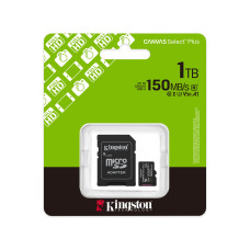 Карта памяти, Kingston, SDCS3/1TB, MicroSDXC 1TB, Canvas Select Plus, A1, U3, V30, c адаптером SD