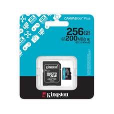 Карта памяти, Kingston, SDCG4/256GB, MicroSDXC 256GB, Canvas Go Plus, A2, U3, V30, с адаптером SD