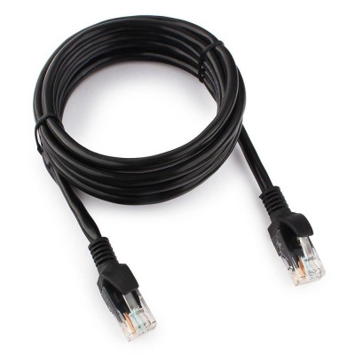 Патч-корд Cablexpert PP12-2M/BK, черный Cable Patch cord UTP 5e-Cat 2 m