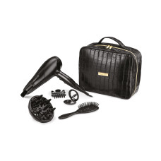 Фен, Remington, D3195GP, DC мотор, 6 аксессуаров в комплекте, 2 скорости, 3 температурных режима, Ионизация, Петля для подвешивания, Съемная решетка, Защита от перегрева, Длина шнура электропитания 1.8м, Мощность 2200 Вт, Черный