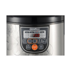 Мультиварка, Centek, CT-1498 Ceramic, Чёрный/сталь, 700Вт, 5.0л, Керамическое покрытие чаши,10 пр-м, Цвет Серебритсый