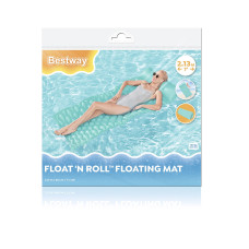 Пляжный матрас для плавания Float'n Roll 213 х 86 см, BESTWAY, 44020, Винил, Двухкамерный, Встроенная подушка, Максимальная нагрузка 90 кг., Синий/Зелёный/Фиолетовый в ассортименте, Пакет