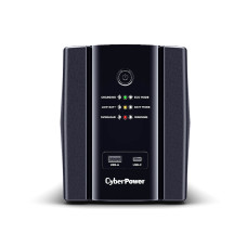 Источник бесперебойного питания, CyberPower, UT1500EG, Мощность 1500ВА/900Вт, UTG-серия, Линейно-интерактивный, Напольный, LED/RJ11/RJ45e/USB, AVR: 165-290В, АКБ 12В/7,5 Ач*2шт., Вых: 4xSchuko, Чёрный