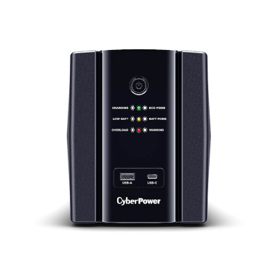 Источник бесперебойного питания, CyberPower, UT1500EG, Мощность 1500ВА/900Вт, UTG-серия, Линейно-интерактивный, Напольный, LED/RJ11/RJ45e/USB, AVR: 165-290В, АКБ 12В/7,5 Ач*2шт., Вых: 4xSchuko, Чёрный