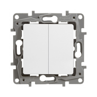 Выключатель двухклавишный, Legrand, 672202, Etika 10 A 250 В белый