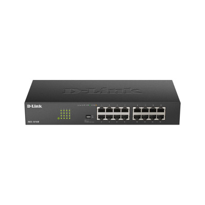 Коммутатор, D-Link, DGS-1016D/J1A, Неуправляемый, 16 портов 10/100/1000M RJ45, Корпус металл, 1U