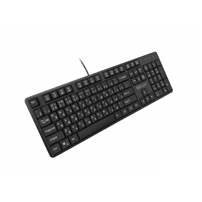 Клавиатура, Delux, SK800U, Ультратонкая, USB, Кол-во стандартных клавиш 103, 18 мультимедиа-клавиш, Размер: 451*188*18 мм., Длина кабеля 1,4 метра, Анг/Рус/Каз, Чёрный