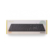 Клавиатура, Delux, SK800U, Ультратонкая, USB, Кол-во стандартных клавиш 103, 18 мультимедиа-клавиш, Размер: 451*188*18 мм., Длина кабеля 1,4 метра, Анг/Рус/Каз, Чёрный