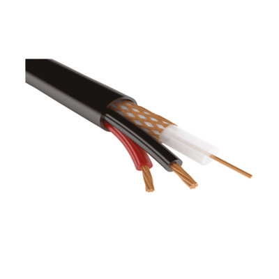 Кабель коаксиальный, SHIP, D603, RG 59, (1/0.37BC+2.2/LDPE+80/0.10BC/80%+3.5/PE+2C*(16/0.2CCA+1.6/PVC)+4.2mm/PE + 2*0.5 CU жилы питания, 200 м/б