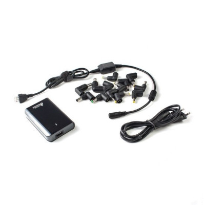 Универсальное зарядное устройство для ноутбуков, SVC, NUC-08-100W, 100Вт, USB 5В(2A), Автоматическая регулировка напряжения, 13 насадок, Индикатор работы, Эргономичный дизайн, Ультра-компактный размер, Чёрный