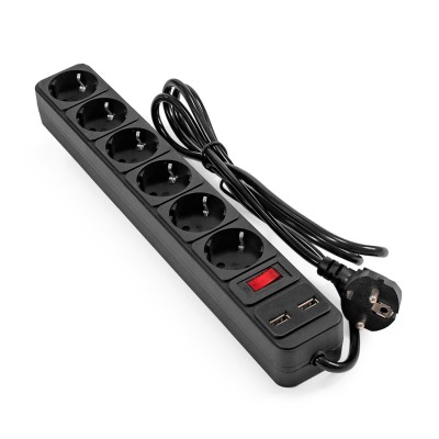 Сетевой фильтр ExeGate SP-6-USB-1.8B, 1.8м, Черный 6 розеток+2xUSB, Black