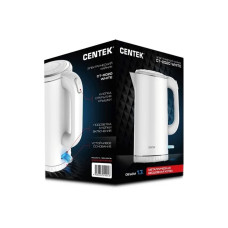 Чайник электрический, Centek, CT-0020, Металл 1.7л, 2200W, Бесшовная колба, двойные стенки, Белый