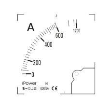 Шкала для амперметра, iPower, 600/5 96*96 (scale)