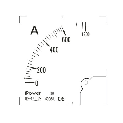 Шкала для амперметра, iPower, 600/5 96*96 (scale)