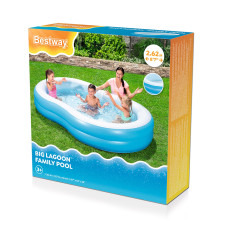 Семейный надувной бассейн The Big Lagoon 262 х 157 х 46 см, BESTWAY, 54117, Винил, 544 л., 3+, Овальной фигурной формы, Сливной клапан, Голубой, Цветная коробка