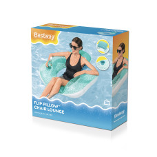 Надувное сиденье для отдыха на воде Flip Pillow 102 х 94 см, BESTWAY, 43097, Винил, С спинкой и подстаканником, Зелёное, Цветная коробка