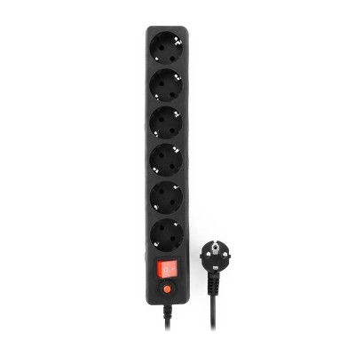 Сетевой фильтр Гарнизон EHB-6, 1.8м, Черный 6 розеток, black