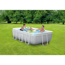 Каркасный бассейн Prism Frame Rectangular 300 х 175 x 80 см, INTEX, 26784NP, Винил, 3539 л., Стальной каркас, Ф-насос 28604 (2006л/ч), Лестница 28064, Гидроаэрация 22025, Серый, Цветная коробка