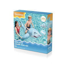 Надувная игрушка для катания верхом Большая Белая Акула (Realistic Shark) 183 х 102 см, BESTWAY, 41405, Винил, С ручками, Максимальная нагрузка 45 кг.,Фотореалистичная печать, Цветная коробка