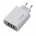 Зарядка USB 220В, Kuulaa KL-CD01, Белый MP3 charger, 3 x Type A, 100-230V -> QC 3.0 + 2 x 5V/2.4A, white