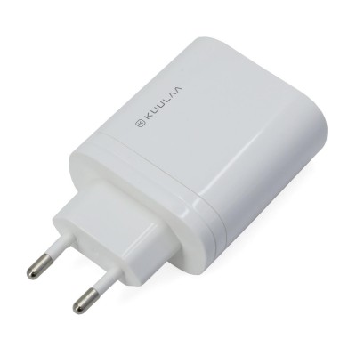 Зарядка USB 220В, Kuulaa KL-CD01, Белый MP3 charger, 3 x Type A, 100-230V -> QC 3.0 + 2 x 5V/2.4A, white