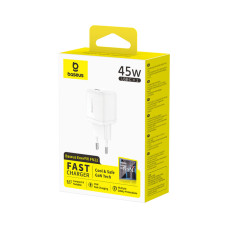 Адаптер питания, Baseus, FN22 1C 45W EU Moon White (E0123301), 45W, Белый