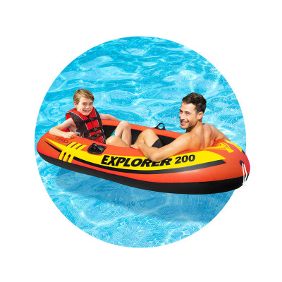 Лодка надувная Exlorer 200 185 х 94 см, INTEX, 58330NP, Винил, 6+, Двухкамерная, Грузоподъемность до 95 кг., Красная, Цветная коробка