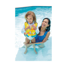Жилет для плавания Tropical Buddies 41 x 30 см, INTEX, 59661NP, Винил, 3-5 лет, Трехкамерный, Максимальная нагрузка 18-23 кг, Жёлтый, Пакет
