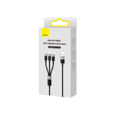 Интерфейсный кабель, Baseus, StarSpeed 1-for-3 (CAXS000001), USB to M+L+C 3.5A 1.2m Черный