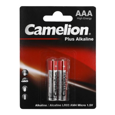 Батарейки Camelion AAA (LR03-BP2) Plus alkaline, комплект - 2 штуки