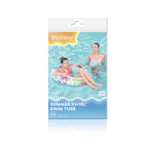 Круг для плавания Summer Swirl 91 см, BESTWAY, 36084, Винил, 10+, Две ручки, Зелёный/красный принт в ассортименте, Пакет