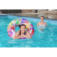 Круг для плавания Summer Swirl 91 см, BESTWAY, 36084, Винил, 10+, Две ручки, Зелёный/красный принт в ассортименте, Пакет