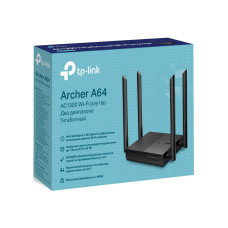 Маршрутизатор, TP-Link, Archer A64, 802.11a/b/g/n/ac Wave 2, AC1300, MU-MIMO, Beamforming, 4 фиксированные антенны, 1xWAN 10/100/1000T, 4xLAN 10/100/1000T
