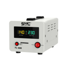 Стабилизатор (AVR), SVC, FL-600, 600ВА/500Вт, Диапазон работы AVR: 140-260В, Выходное напряжение: 220В +/-7%, Задержка включения, выход 2 шт Sсhuko, LCD-дисплей, Защита: от перегрузки, короткого замыкания, повышенной температуры, Белый