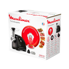 Мясорубка, Moulinex, ME622832, Мощность 2000 Вт, Производительность 2,6 кг/мин, Насадка для кеббе, Отсек для хранения аксессуаров, Черный