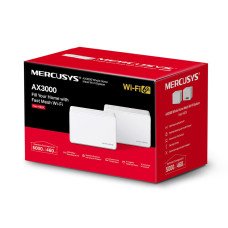 Маршрутизатор, Mercusys, Halo H80X(2-pack), Wi-Fi 6, 802.11a/b/g/n/ac/ax, 2,4 ГГц/5 ГГц, AX3000, 3 порта 10/100/1000M WAN/LAN, Домашняя Mesh Wi-Fi система (2 модуля)
