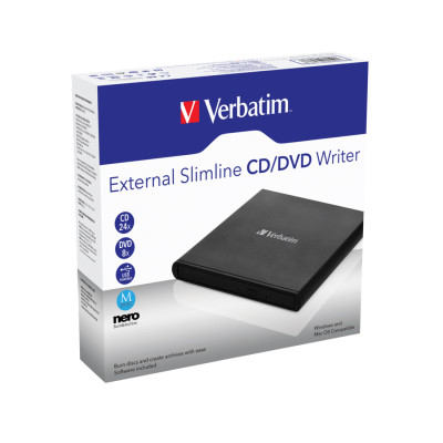 Внешний привод, Verbatim, CD/DVD 98938, Slim, USB, Чёрный
