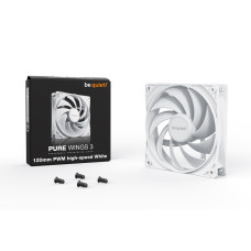 Вентилятор для компьютерного корпуса, Bequiet!, Pure Wings 3 high-speed White, BL111, 120мм PWM, 2100 об.мин, 59.46/101.2 CFM, 30.5 dB(A), 4-pin PWM, 120 x 120 x 25мм, Белый