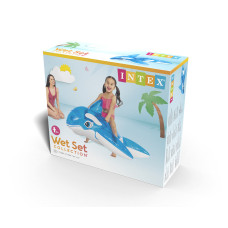 Надувная игрушка для катания верхом Дельфинчик (Lil` Whale) 152 х 114 см, INTEX, 58523NP, Винил, С ручками, Голубая, Цветная коробка