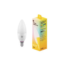 Умная лампочка, Яндекс, YNDX-00017, E14, 4,8 Вт, 430 лм, 2700-6500К, RGB+W, Wi-Fi(2,4 ГГц), Экосистема Яндекс, белый
