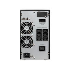 Источник бесперебойного питания, Eaton, 9E3000I, Онлайн, Напольный, Мощность 3000ВА/2400Вт, Диапазон работы AVR: 176-300В (с возможностью регулировки до 100-300В), Бат.: 12В/9 Ач*6шт., Чистая синусойда, 7 вых.: 6 IEC C13 (10А) и 1 IEC C19 (16А), Smart, US