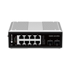 Коммутатор, BDCOM, IES200-L25-8P2S, Управляемый L3-lite, 8 портов 10/100/1000 RJ45, PoE 802.3af/at, бюджет POE 240В (зависит от БП), 2 порта SFP, DC 48-55В Dual RPS, вход DC12V (Jack) non-PoE power input, -40+75°C, DIN-rail, без блока питания
