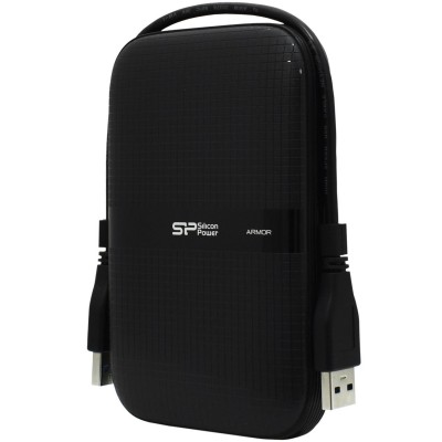 Внешний жесткий диск Silicon Power A60 1 TB (SP010TBPHDA60SCA), black HDD USB SP010TBPHDA60SCA, USB 3.2 (+Type-C переходник)