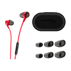 Наушники с микрофоном, HyperX, 705L8AA, Cloud Earbuds II Red, Микрофон, Пульт управления треками, звонками и громкостью, Динамики 14.3 мм с неодимовыми магнитами, 3.5 Mini Jack, Чехол, Красный