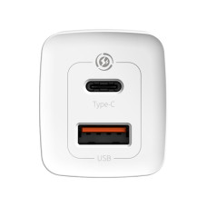 Адаптер питания, Baseus, GaN2 Lite (CCGAN2L-B02), C+U, 65W, Белый