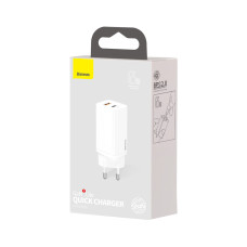 Адаптер питания, Baseus, GaN2 Lite (CCGAN2L-B02), C+U, 65W, Белый