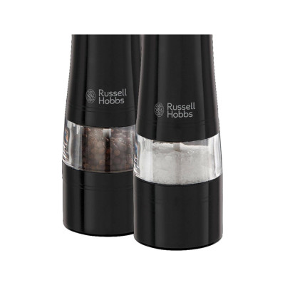 Набор электрических мельниц, Russell Hobbs, 28010-56, 2 предмета в наборе, Работа от батареек типа АА, Нержавеющая сталь, Регулировка помола, Подсветка рабочей зоны, Черный